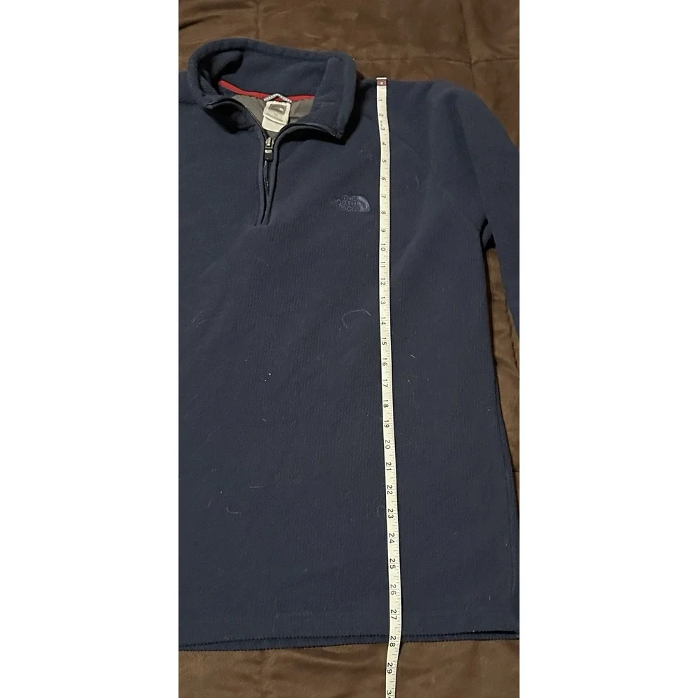 The North Face Waffle Weave 1/4 Zip Pull Over Sweatshirt Blue Men's Size L